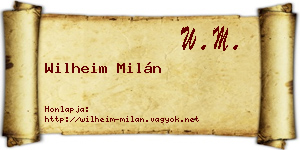 Wilheim Milán névjegykártya