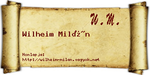 Wilheim Milán névjegykártya