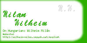 milan wilheim business card